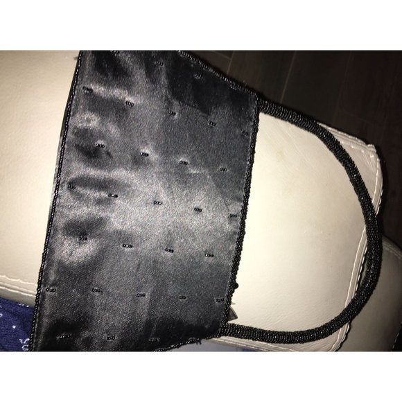 Little Mini Black Purse with Dainty Rhinestone Accent across Bottom of Front Fla - Picture 11 of 11